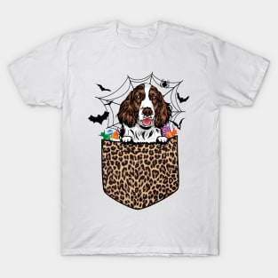 Leopard Dog Lover Gift English Springer Spaniel Halloween T-Shirt